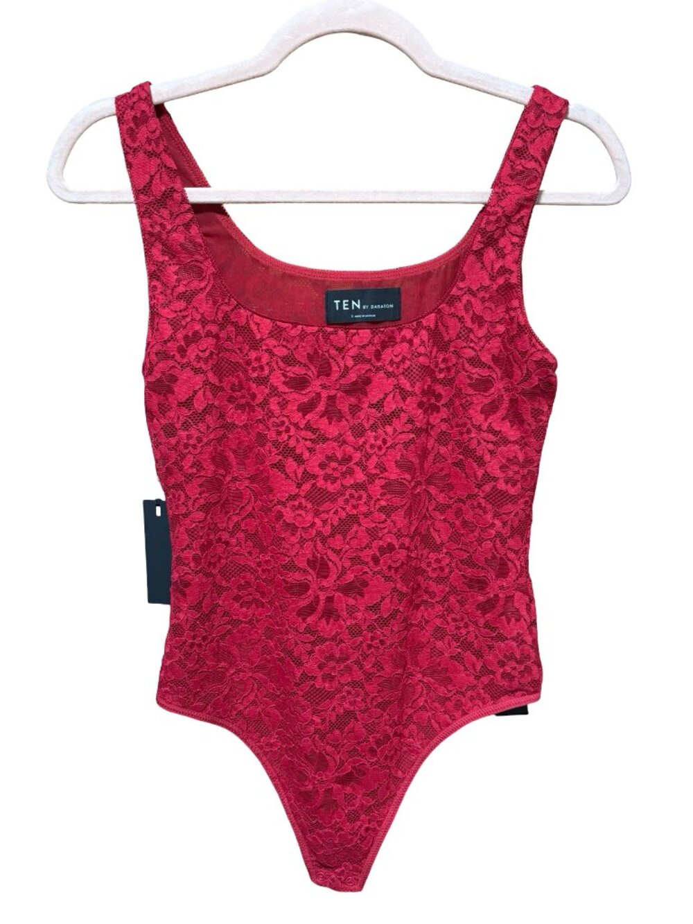 TEN by Babaton Audition Lace Bodysuit Cinnabar Red NWT Size S